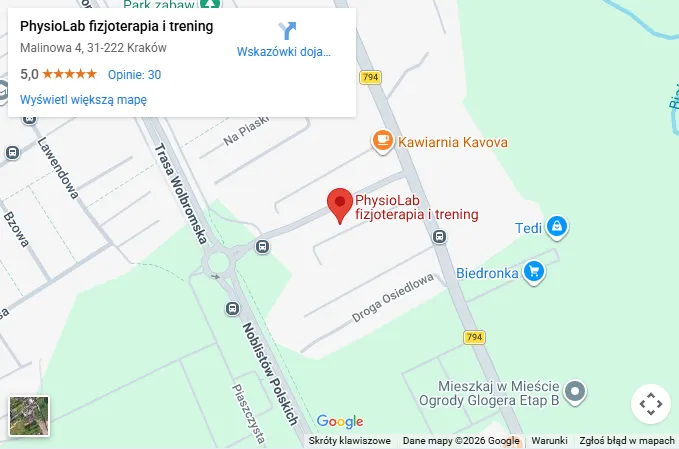 Lokalizacja mapa PhysioLab Fizjoterapia i trening